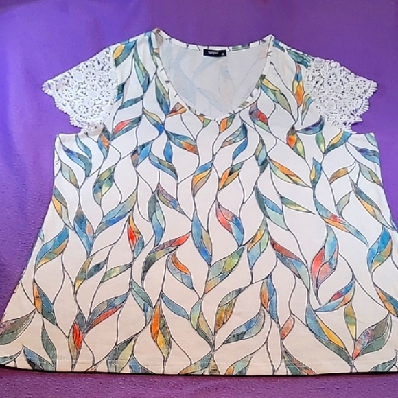 0756. NWOTs ~ Amazon Sampeel ~ XXL ~ Pullover With Lace Sleeves ~ Slimming! - Picture 1 of 8